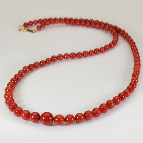 楽天市場】地中海紅珊瑚 ネックレス グラデーション K18YG 無染色