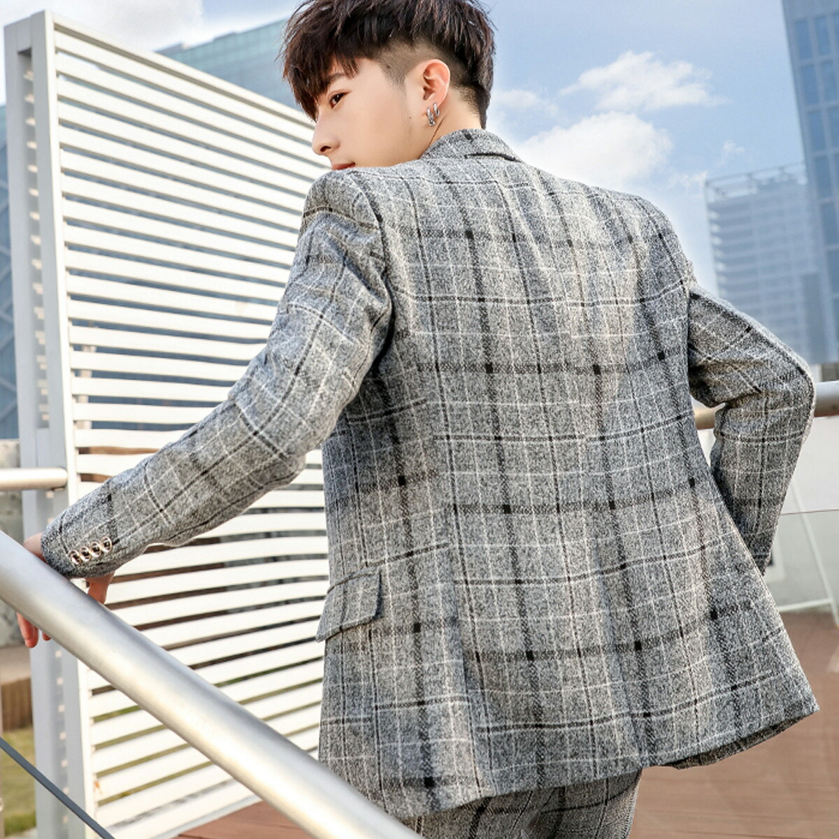 楽天市場】【楽天1位】 【10％ｵﾌ☆LINEｸｰﾎﾟﾝ】チェック柄スリムスーツ