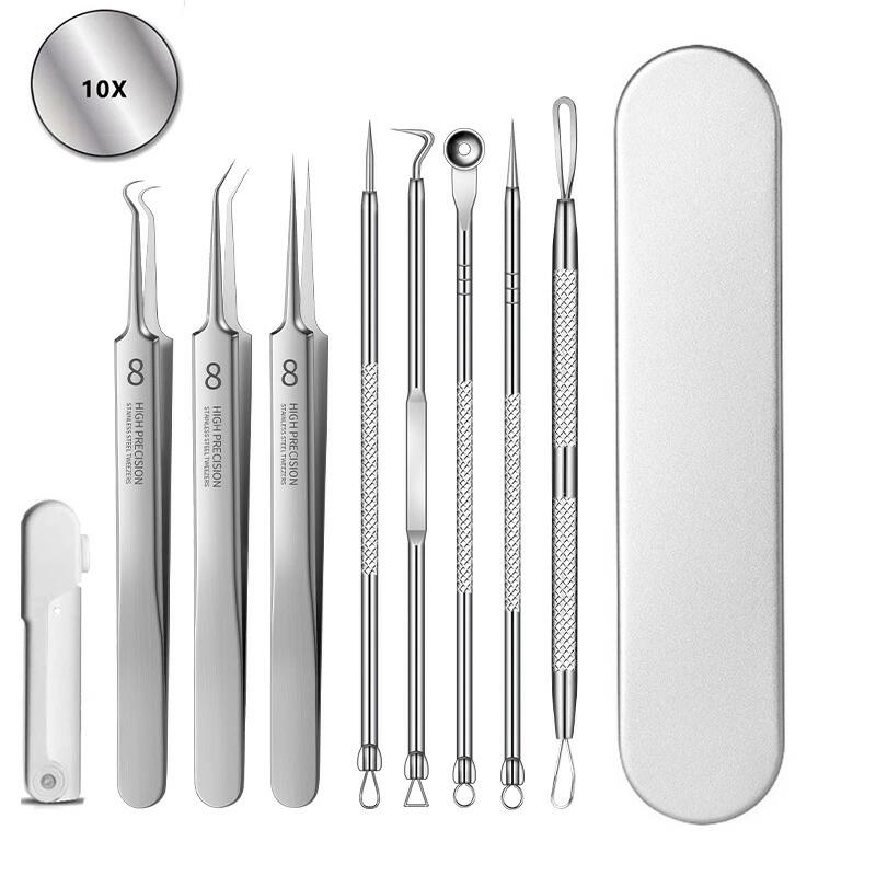 楽天市場】即納 角栓 精密ピンセット 極みの0.1mm 10倍鏡つき クリップ