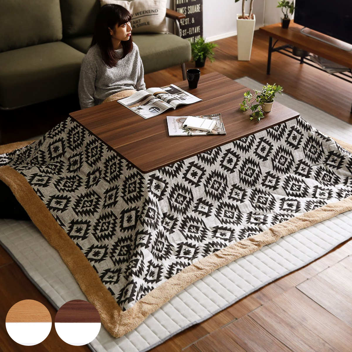 楽天市場】こたつ 幅105cm 木目調 テーブル リバーシブル天板 （ 送料