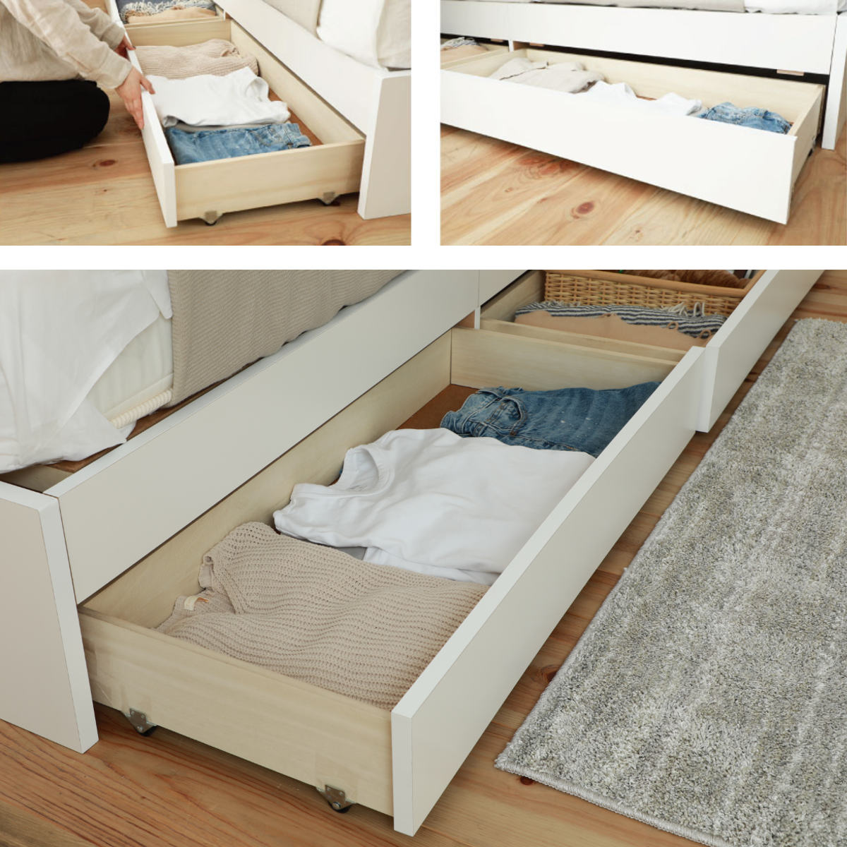 楽天市場】収納付きベッド シングル 引出し2杯 宮棚 2口コンセント