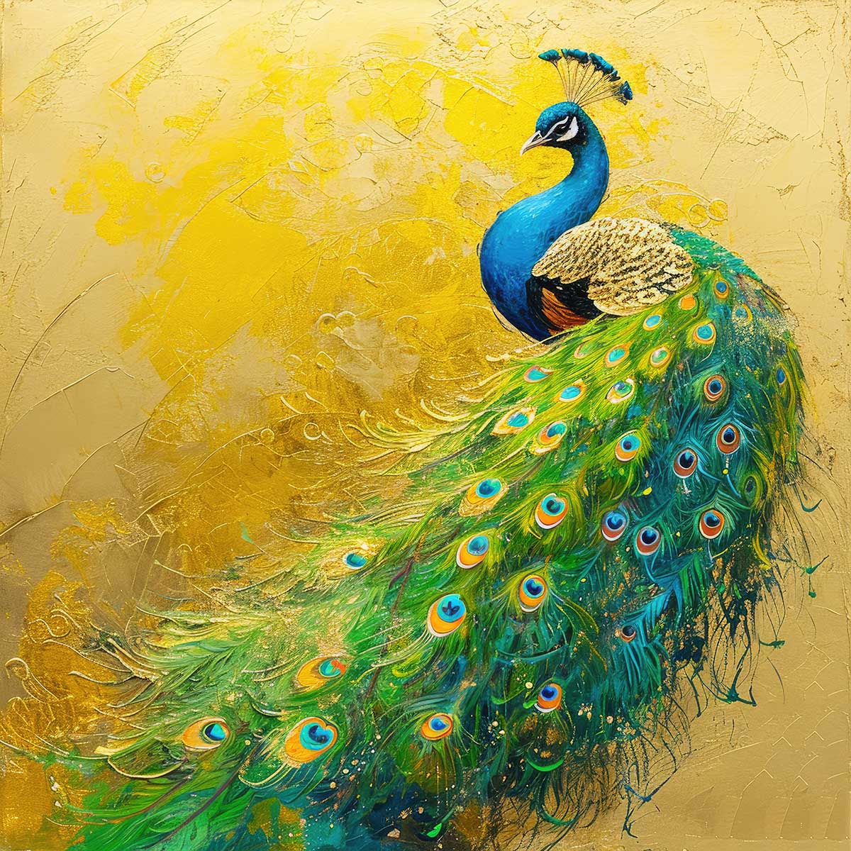 楽天市場】縁起物 孔雀 クジャク 正方形ポスター 豪華 絵画風 掛け軸風