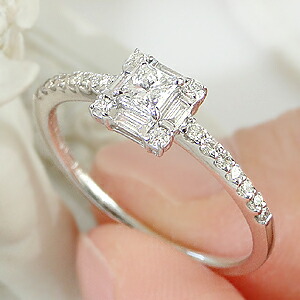 楽天市場】Pt900/K18YG/PG/WG スクエア ダイヤモンドリング【送料無料