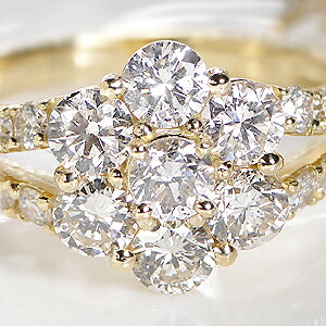 K18 ダイヤモンド1.04ctのフラワーリング K18 ダイヤモンド1.04ctの