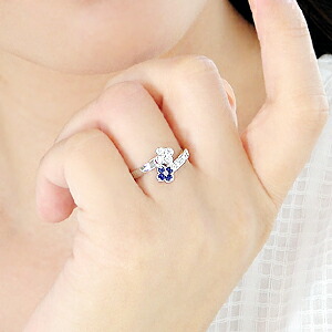 楽天市場】Pt900 ブルーサファイア ダイヤモンド フラワー リング指輪