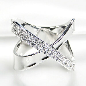 楽天市場】K18WG【0.50ctUP】ダイヤモンド クロス リング【送料無料