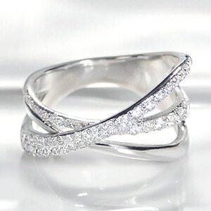 楽天市場】K18WG【0.70ctUP】ダイヤモンド クロス リング【送料無料