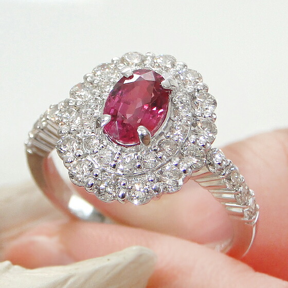楽天市場】Pt900 ルビー ダイヤモンド リング【鑑別書付】指輪 ルビー