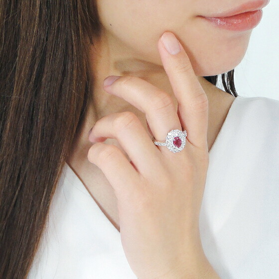 楽天市場】Pt900 ルビー ダイヤモンド リング【鑑別書付】指輪 ルビー