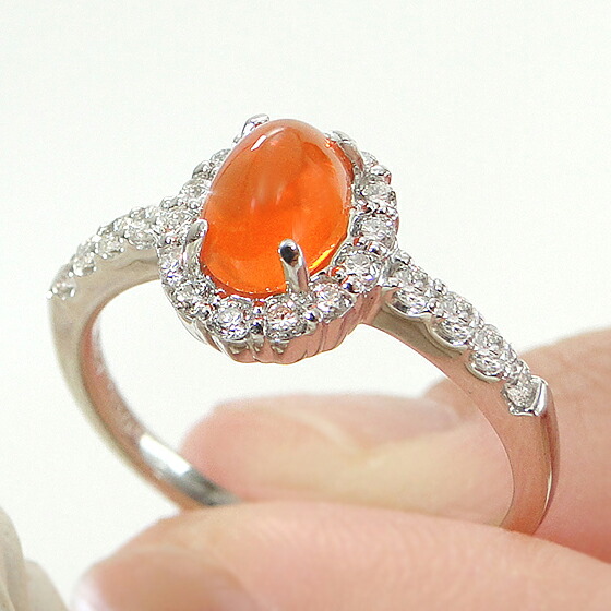 楽天市場】Pt900 メキシコオパール ダイヤモンド リング指輪 リング