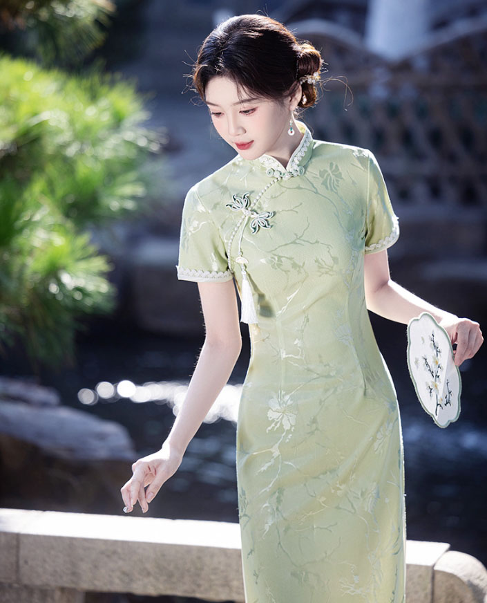 楽天市場】チャイナ ドレス ロング丈 ミモレ丈半袖 大人 チャイナ服