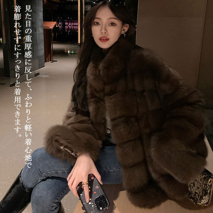 ミンクファー ミンクファーコート ミドル丈 毛皮 11 茶 ブラウン /KU