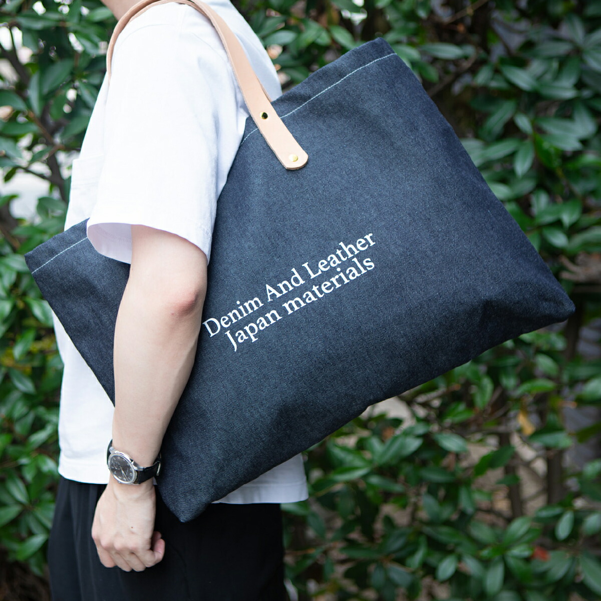 楽天市場】トートバッグ デニム 岡山デニム 栃木レザー 本革 レザー