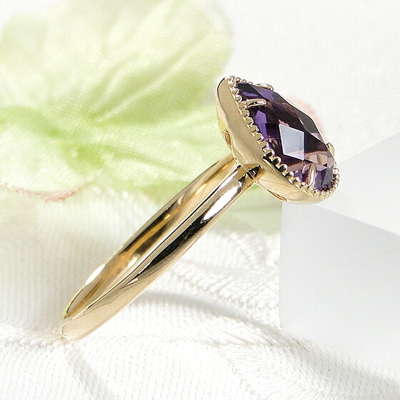 楽天市場】K18YG/PG/WG ミル打ち アメジスト リング【送料無料】【代引