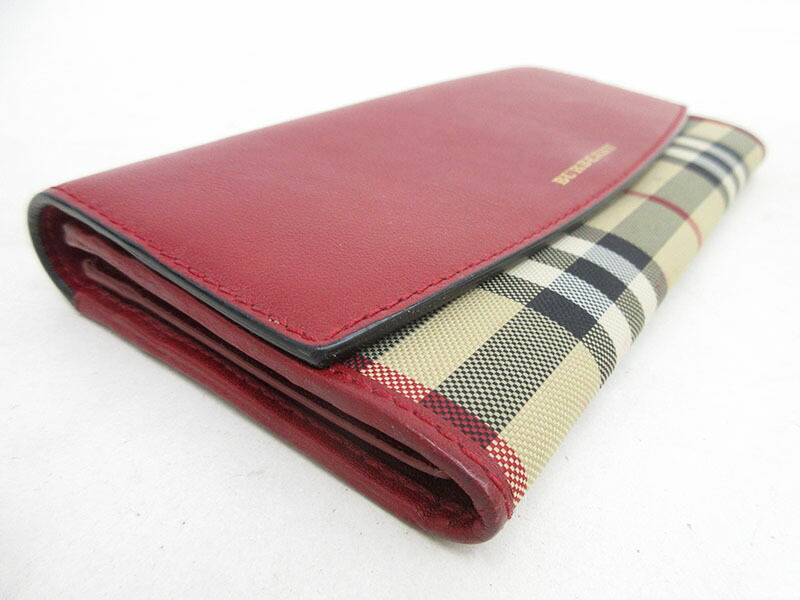 楽天市場】BURBERRY(バーバリー) チェック 長財布 赤 【ブランド財布