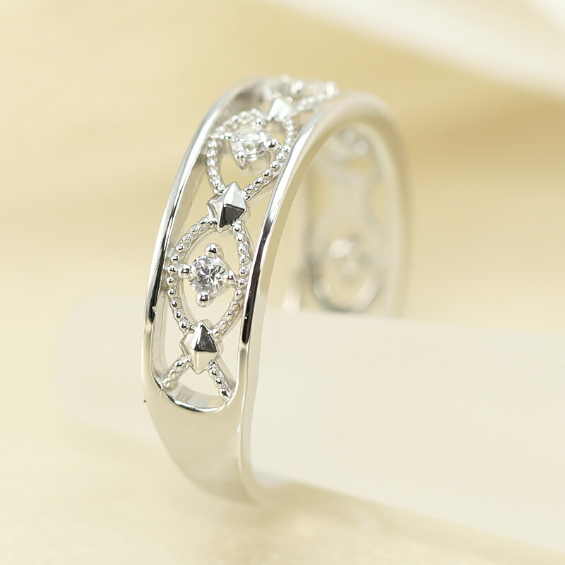 楽天市場】K10 YG/WG/PG【0.12ct】ダイヤモンド レース リング