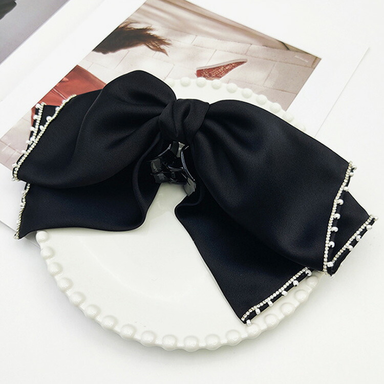 楽天市場】ヘアクリップ リボン サテン ビジュー ヘアアクセサリー