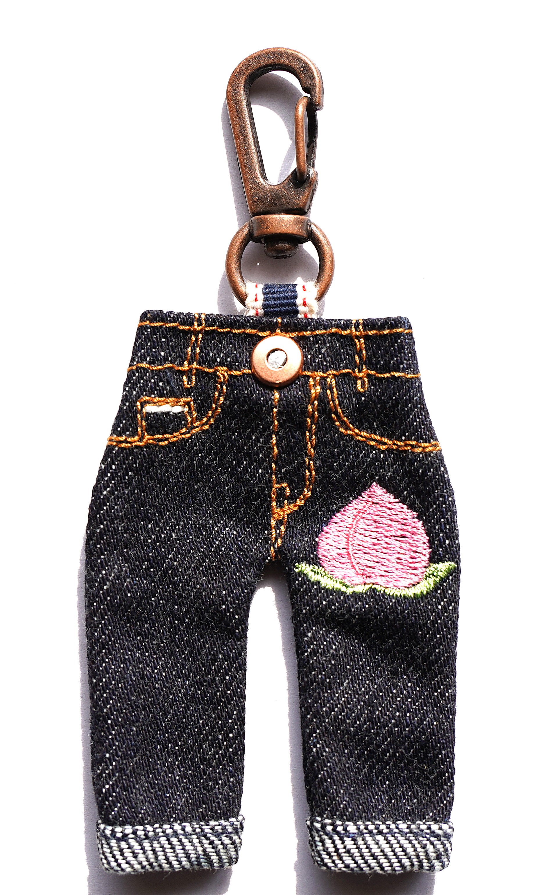 楽天市場】倉敷真田紐 キーホルダー デニム ジーンズ 桃(フロント