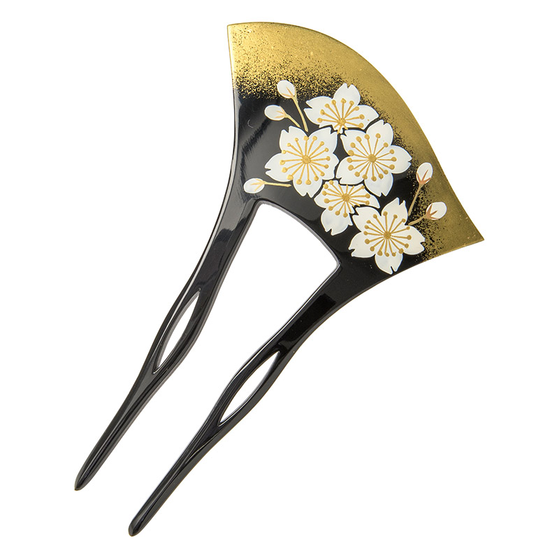 楽天市場】髪飾り ばち型 かんざし イチョウ型 簪 蒔絵風 金彩みやび