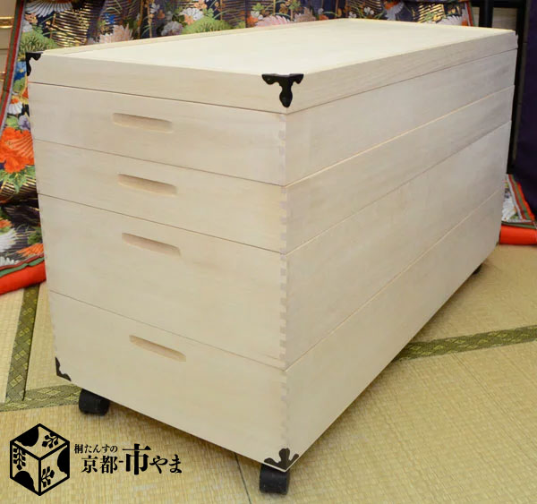 楽天市場】着物 収納ケース あられ組 桐衣装ケース 浅深 4段