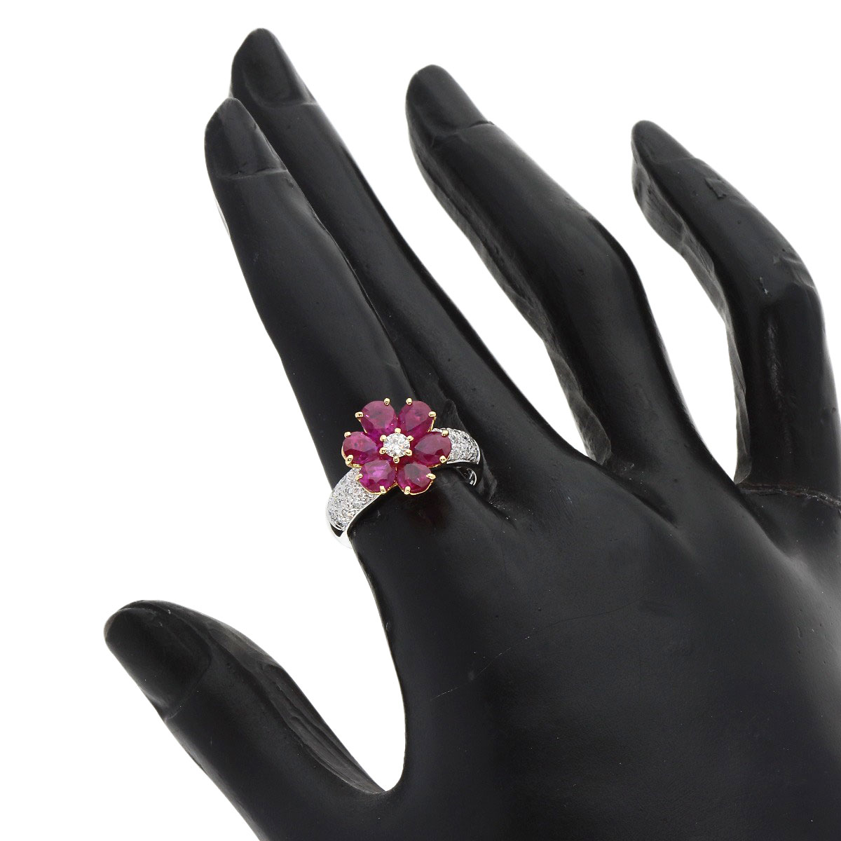 楽天市場】ポンテヴェキオ フラワーモチーフ ルビー リング・指輪 K18