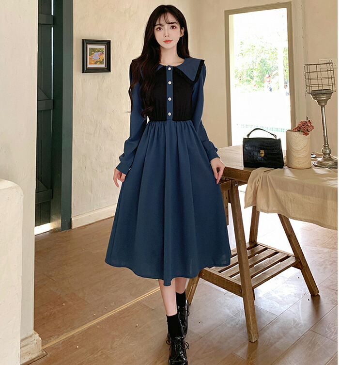 楽天市場】長袖ワンピース レディース ロングワンピース aライン