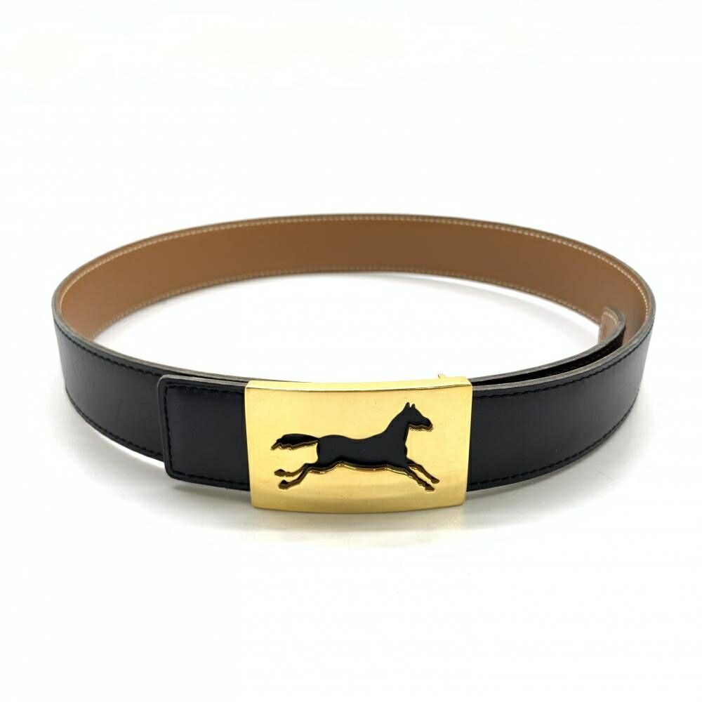 楽天市場】HERMES エルメス ホースカット レザーベルト 黒 ブラック