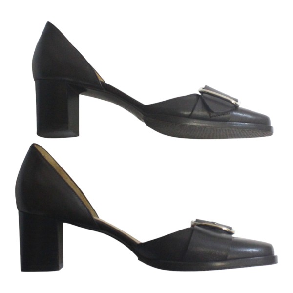 HERMES エルメス ベルトデザイン ブラウン レザー パンプス #35 1/2 約