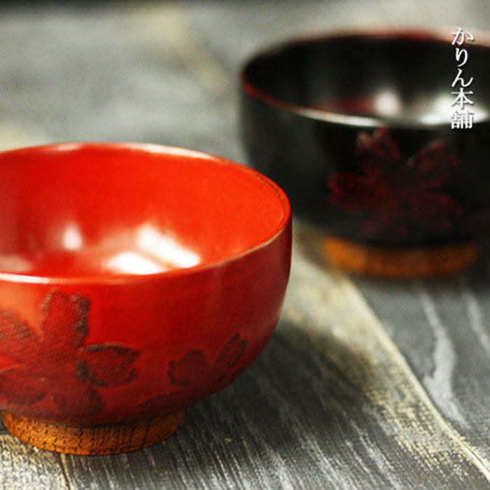 楽天市場】お椀 木製 赤黒全2種 汁椀 桜椀 布張り 一客 おしゃれ 漆