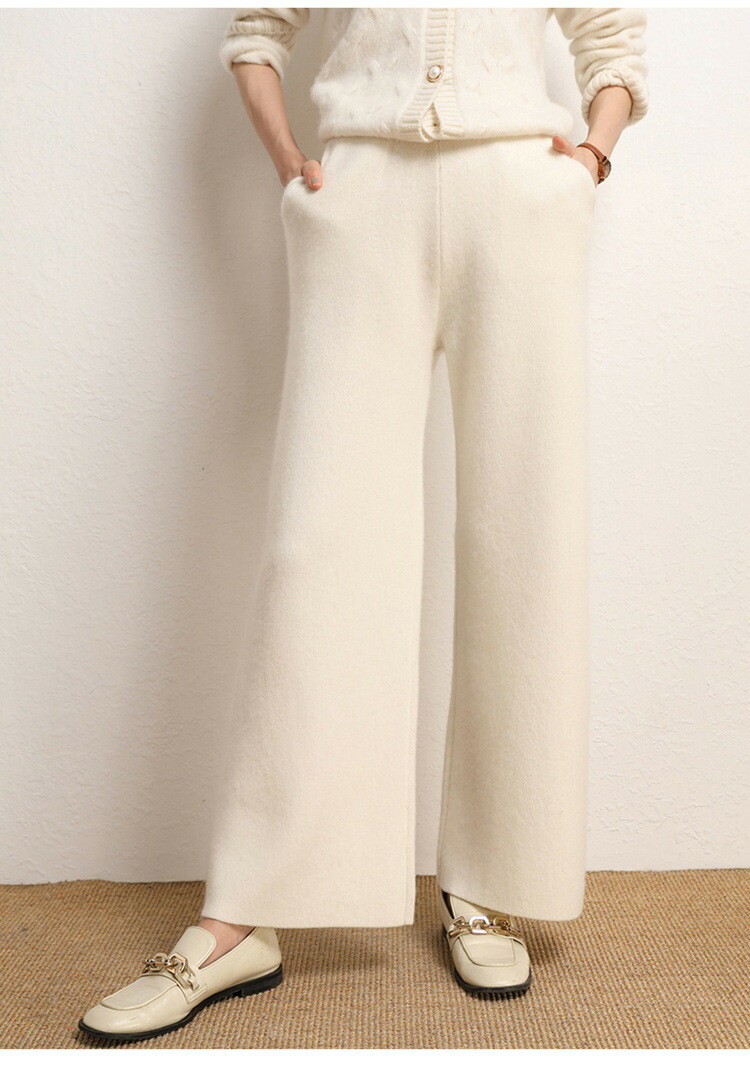 楽天市場】カシミヤ パンツ レディース ハイウエスト 厚手 ニット