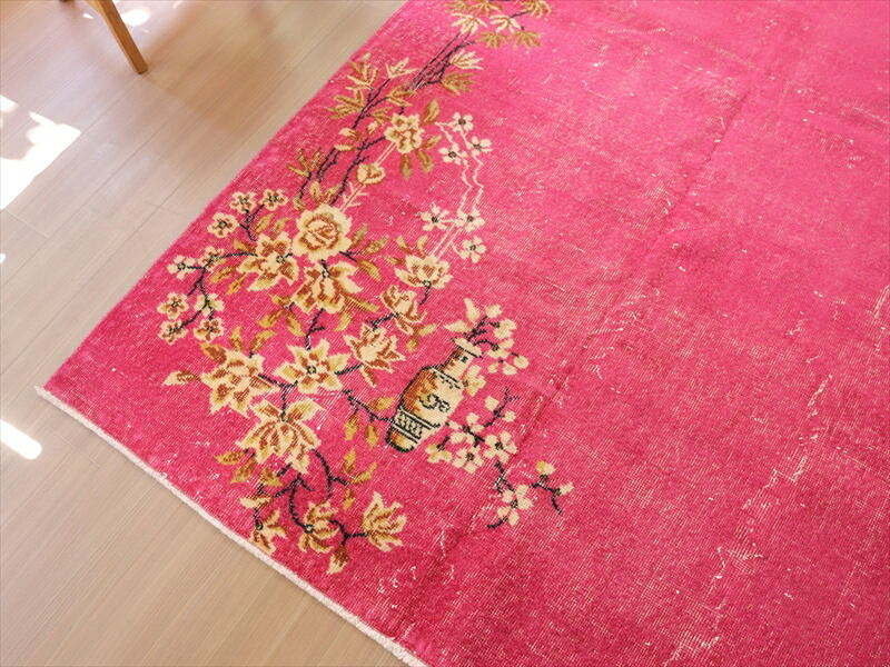 楽天市場】ヴィンテージ オーバーダイドラグ ピンク 276×161cm トルコ