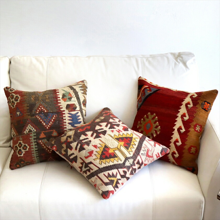 楽天市場】オールドキリム クッションカバー 40×40cm 3枚セット