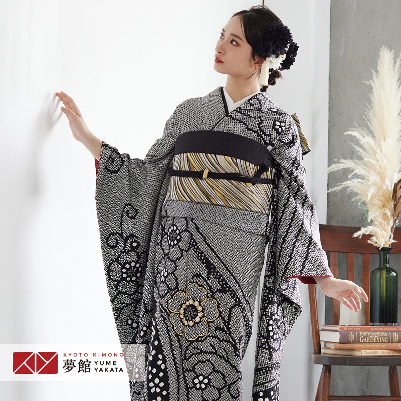 楽天市場】成人式早割クーポン10％オフ【振袖 レンタル】RS534 正絹 黒