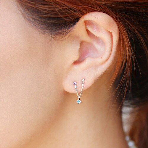 楽天市場】【最短当日出荷】【片耳用】2つ穴用 天然石 K10 カラー