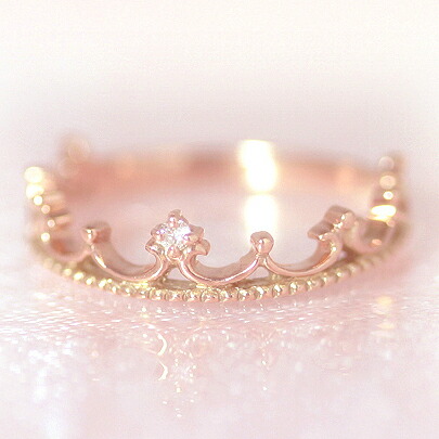 楽天市場】ティアラ モチーフ ダイヤモンド K10ピンクゴールド リング