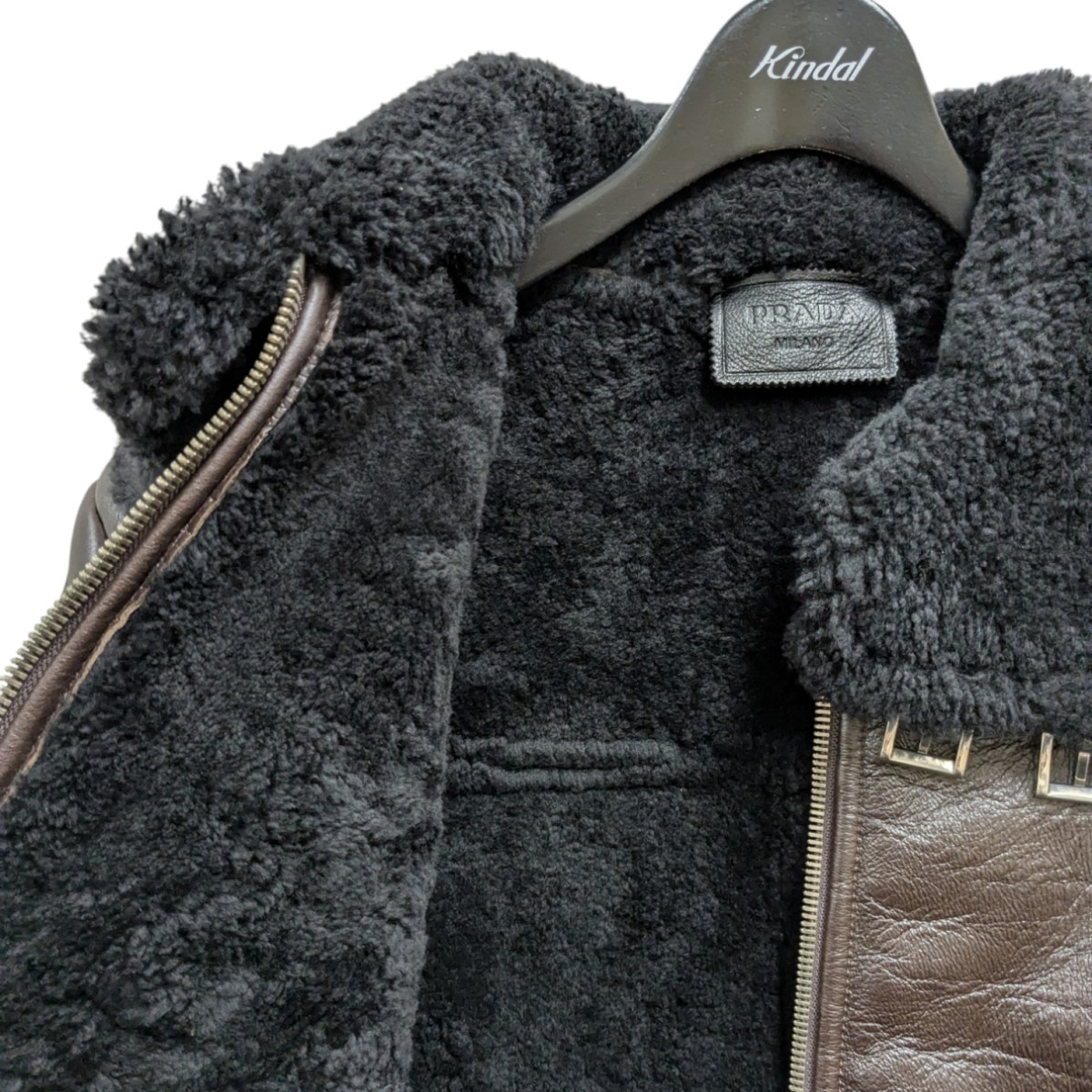 楽天市場】【中古】PRADA ムートンレザージャケット ブラウン サイズ