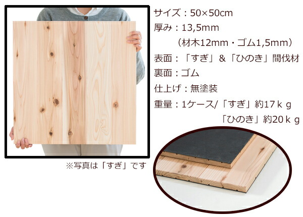 楽天市場】ユカハリ・タイル【ひのき（無塗装）】8枚セット 50cm×50cm