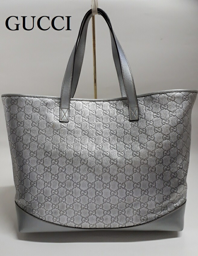 楽天市場】グッチ【GUCCI】トートバッグシグマライン シルバー S新品