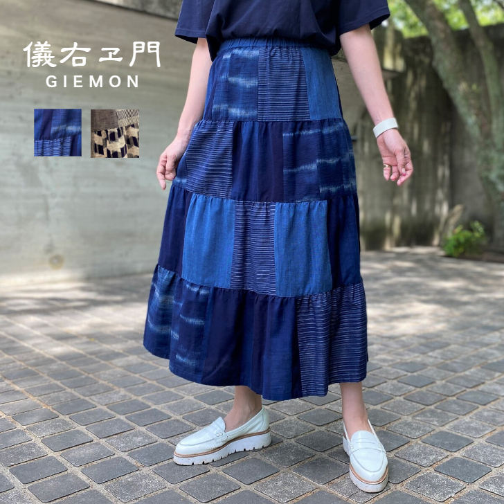 楽天市場】儀右ヱ門【久留米絣スカート】綿100％40代50代60代
