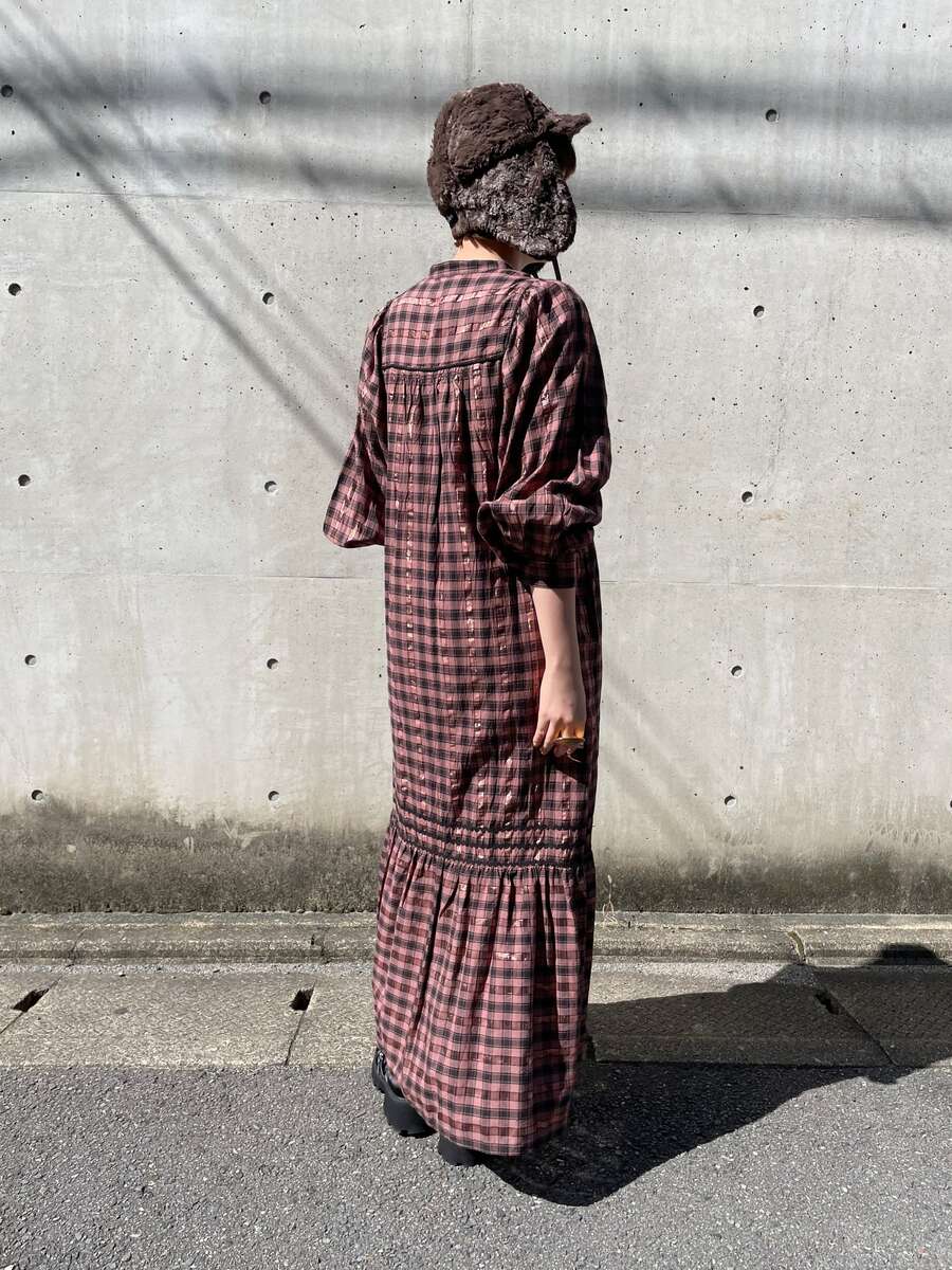 楽天市場】【Sara Mallika】 Cotton Check Shirring Long Dress