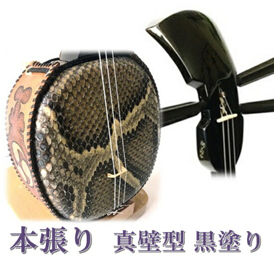 楽天市場】三線 本張り 初心者向けスタンダードセット付き 真壁型 黒