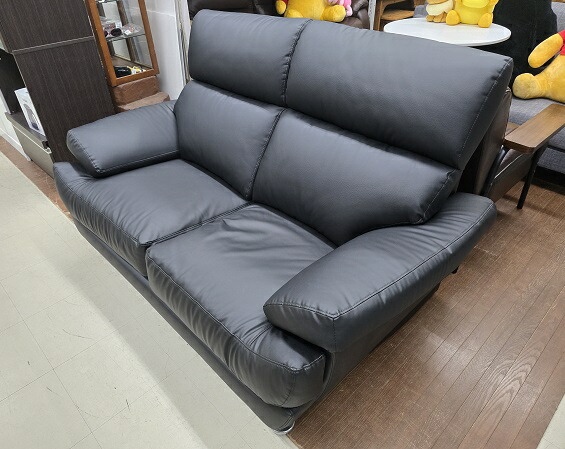 楽天市場】【中古品】 ソファー 2人掛け 合皮 黒 ブラック ○YR-17556