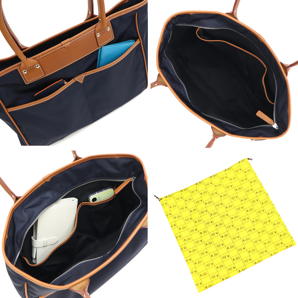 楽天市場】フェリージ バッグ ナイロン×バケッタレザー ビジネストート