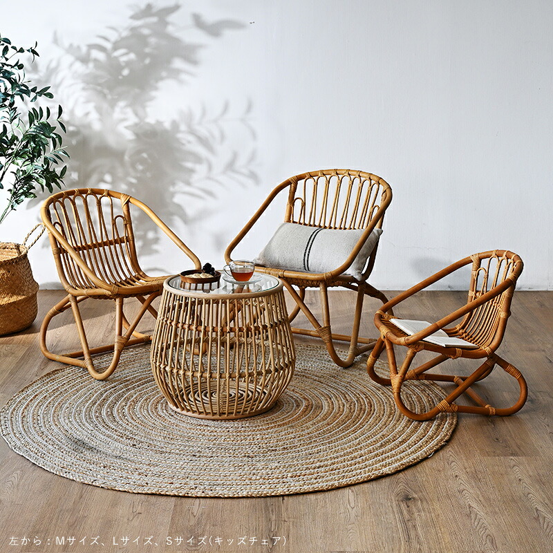 楽天市場】ラタンチェア Lサイズ 皮付きラタン アジアン パーソナル