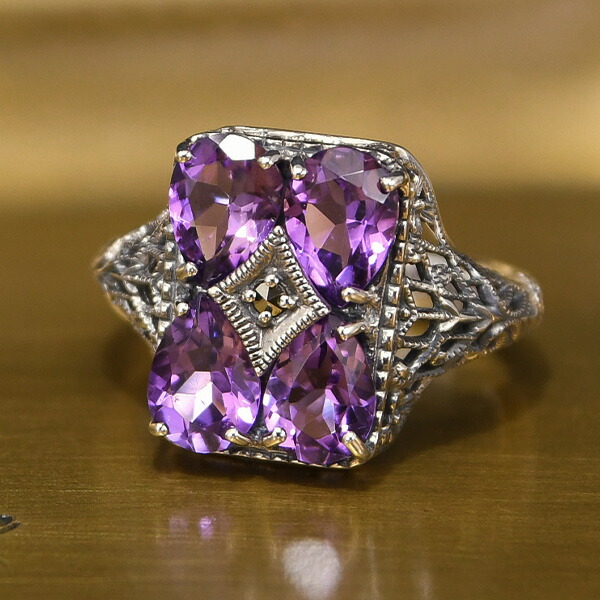 楽天市場】碌山 アメジスト リング 繊細で美しいデザイン RP 202R0055