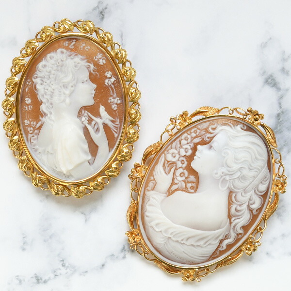 楽天市場】シェル カメオ ブローチペンダント K18YG 緻密な彫刻が
