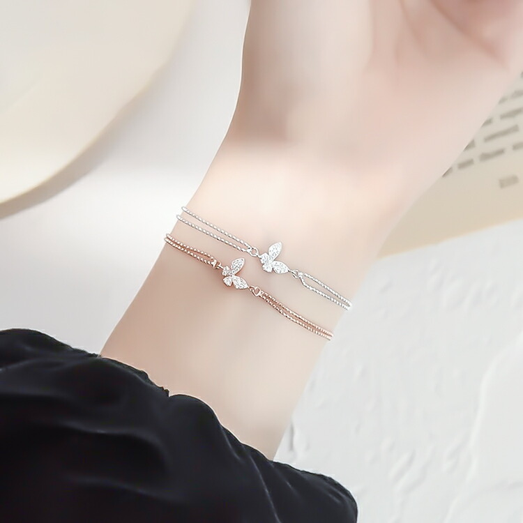 楽天市場】＼クーポン配布／ 蝶々 ブレスレット 2連 蝶ブレスレット 2