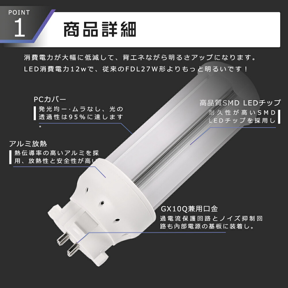 楽天市場】LEDコンパクト蛍光灯 27w FDL27形代替用 FDL27EX-L FDL27EX
