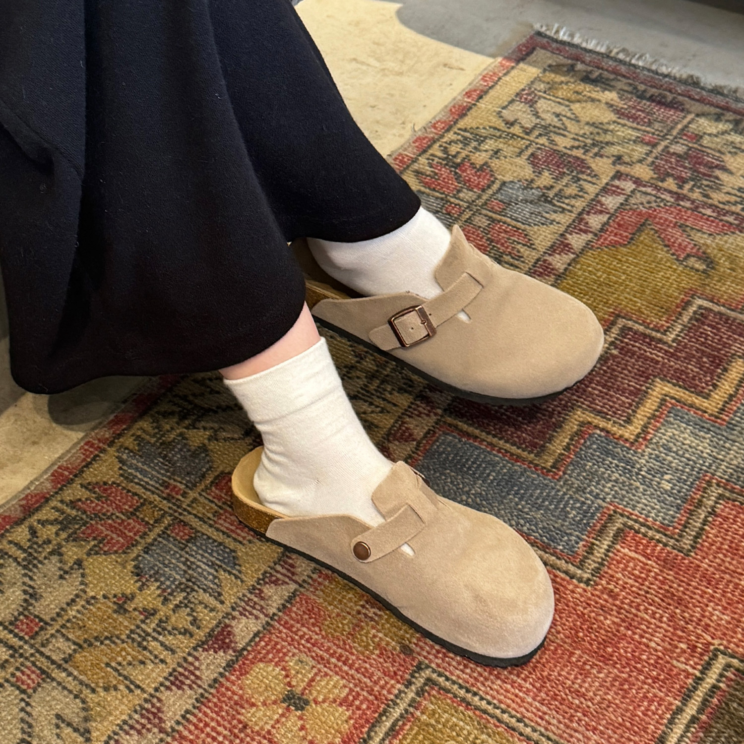 楽天市場】スウェードクロッグサンダル スリッポン レディーズ バック