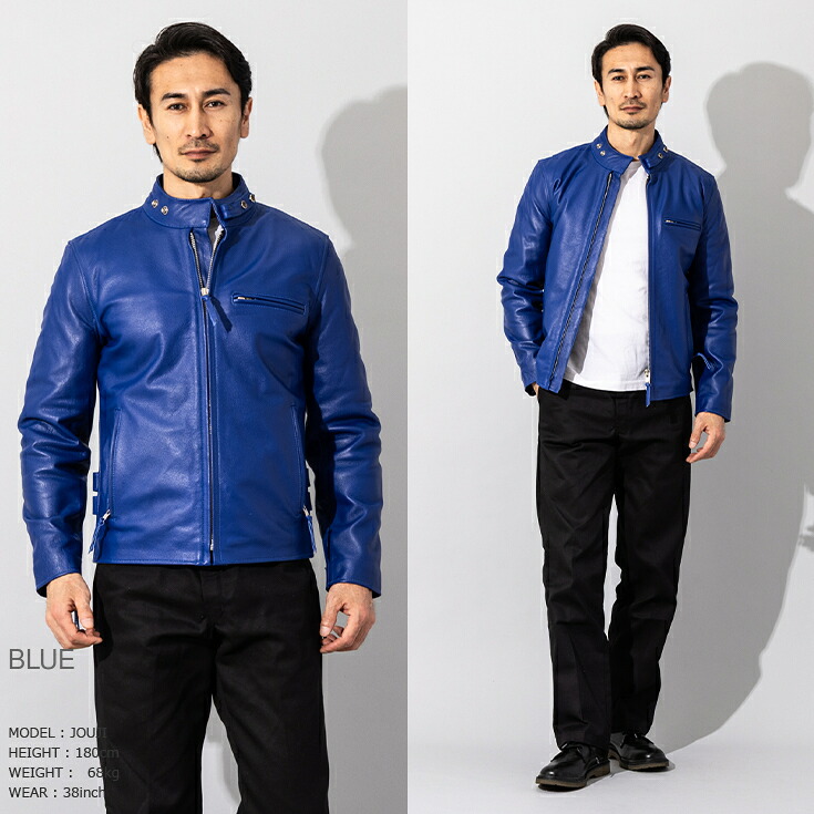 SHELLAC シングルライダース カウスキン ネイビーレザー 48 SHELLAC